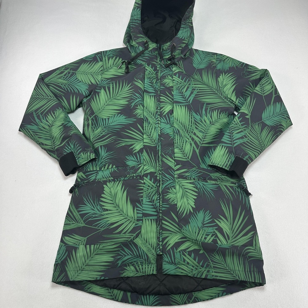 Airblaster Ski Jacket Mens Medium Green Palm Leaf Hooded Insulated Snow S.Layer